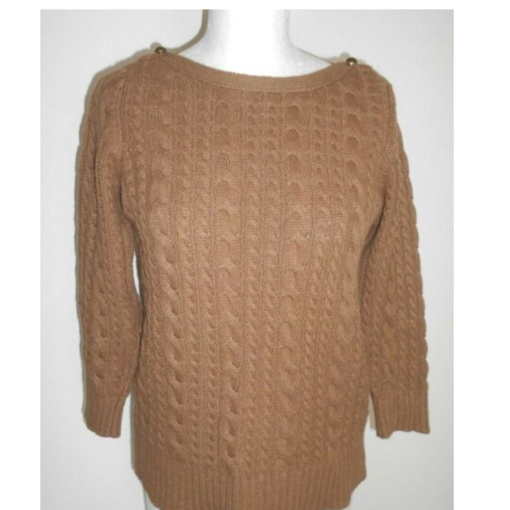Nwt Zara Cable Knit Button Shoulder Sweater
